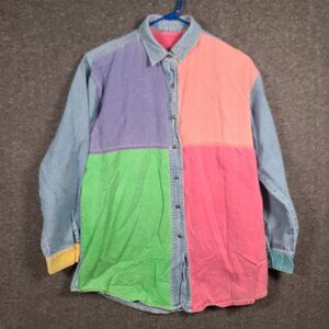Vintage Nuovo County Seat Patchwork Men's Color Block Denim Shirt Unsure of Size